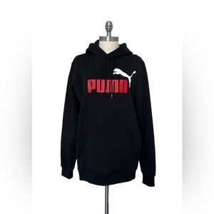 PUMA NWOT Unisex Black Graphic Hoodie Sweatshirt Red White Logo Size Small